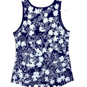 Land’s End Navy Blue & White floral tank top in excellent condition- size XL
